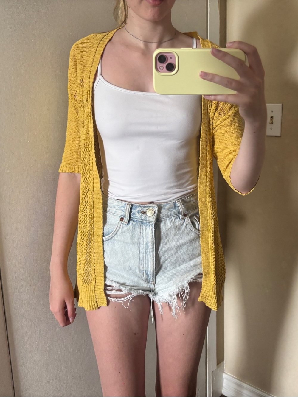 Mossimo Supply Co. Mustard Yellow Open-Front Knit Cardigan